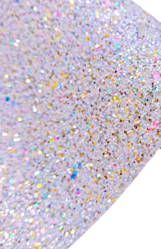 Multi Colors on White Chunky Glitter